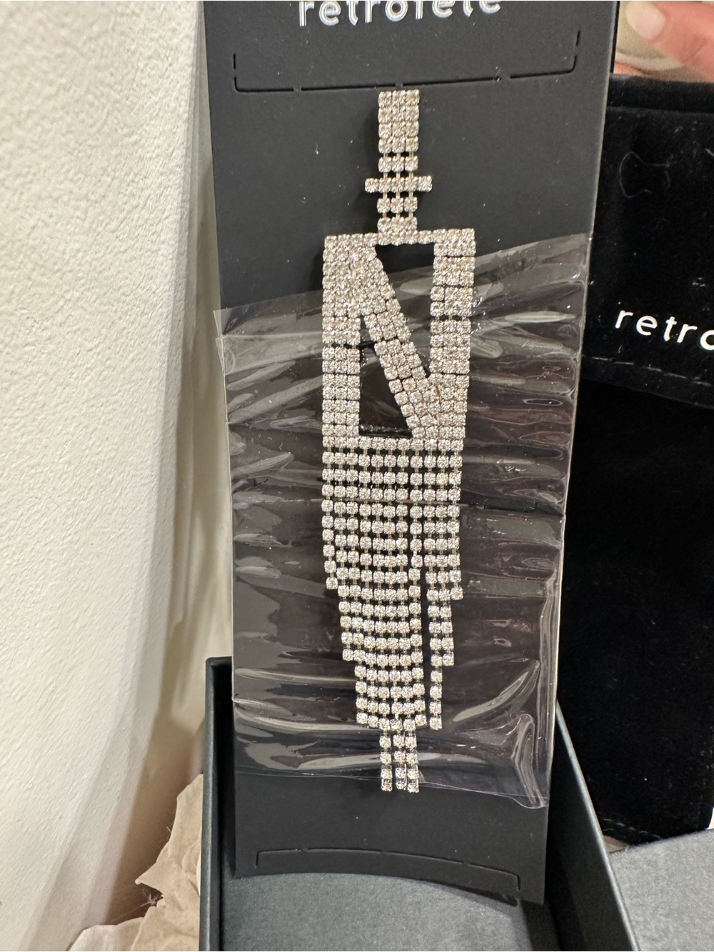 Retrofete Rhinestone 'N' Fringe Statement earring